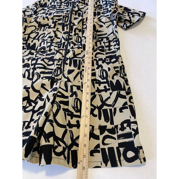 Matrushka Construction Size M Romper Pockets Zipper Abstract Tan Black Unique - Picture 7 of 8